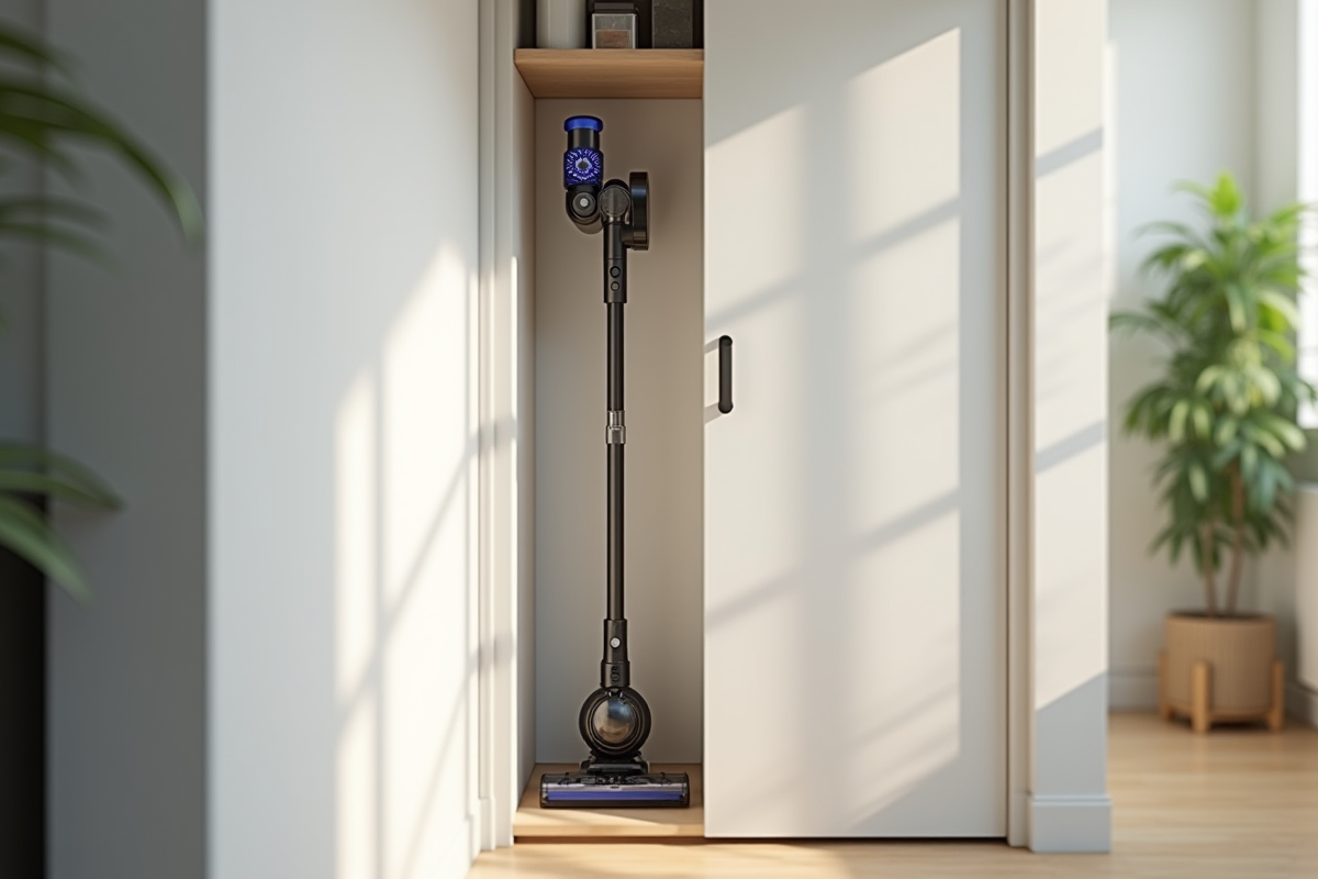 Rangement astucieux pour aspirateurs dans les petits espaces