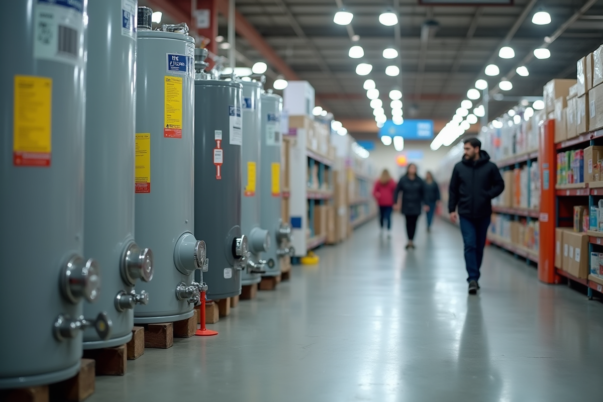 Espace avec chauffe-eau abordables en magasin avec clients