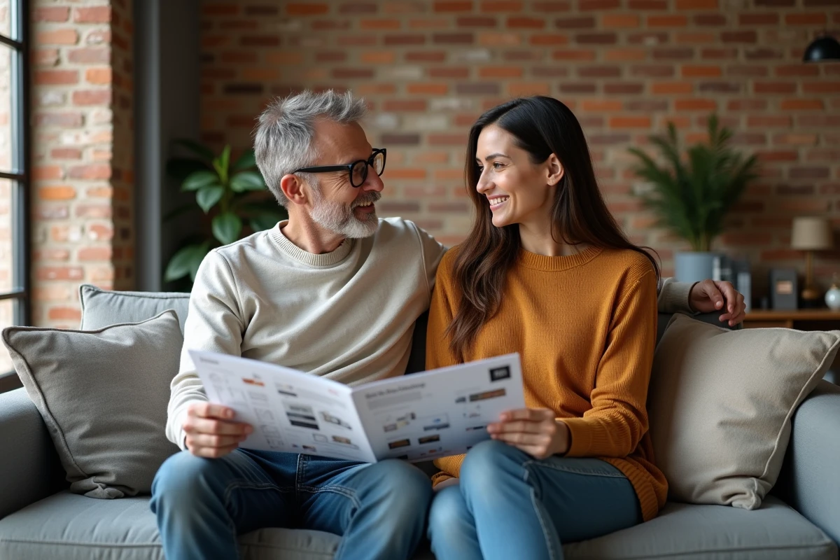 Couple discutant de renovation dans salon à Lille