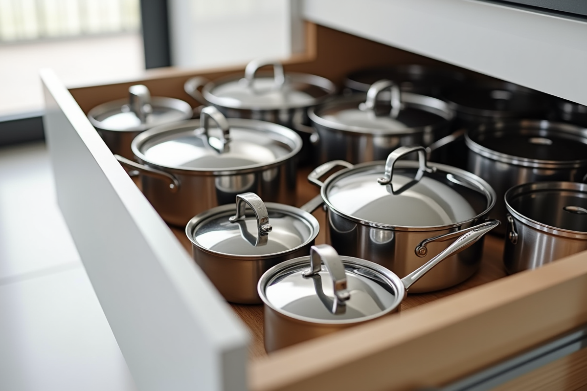 Rangement efficace des casseroles dans un tiroir : astuces et techniques