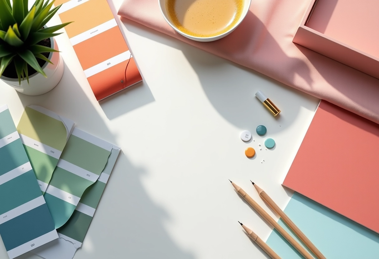 Disposition de nuanciers et textures de couleurs tendance 2025