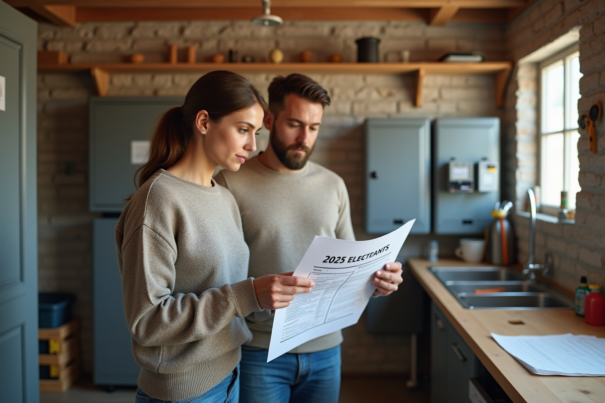 Jeune femme examinant une checklist électrique avec un professionnel