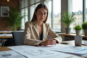 Femme professionnelle en bureau moderne à Lille