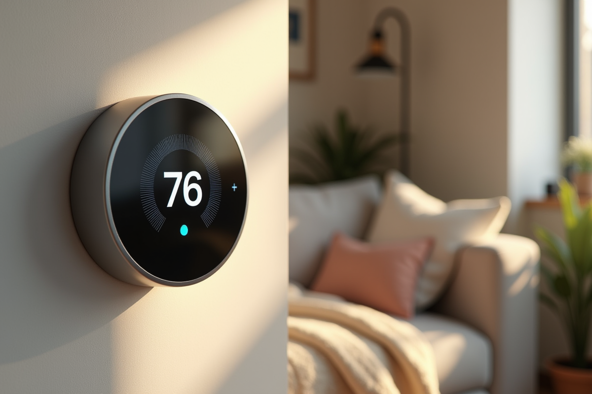 Thermostat intelligent en mode eco avec decor ecofriendly